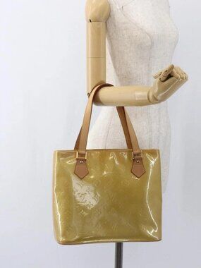 LOUIS VUITTON Monogram Vernis Houston Hand Bag Beige M91004 LV Auth ep13106